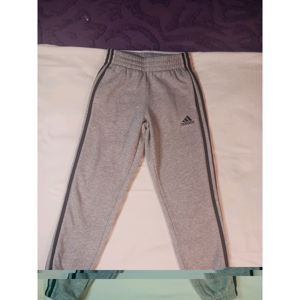 Adidas Youth Grey Fleece Jogger Sweatpants Boys, Size S, 8 EUC